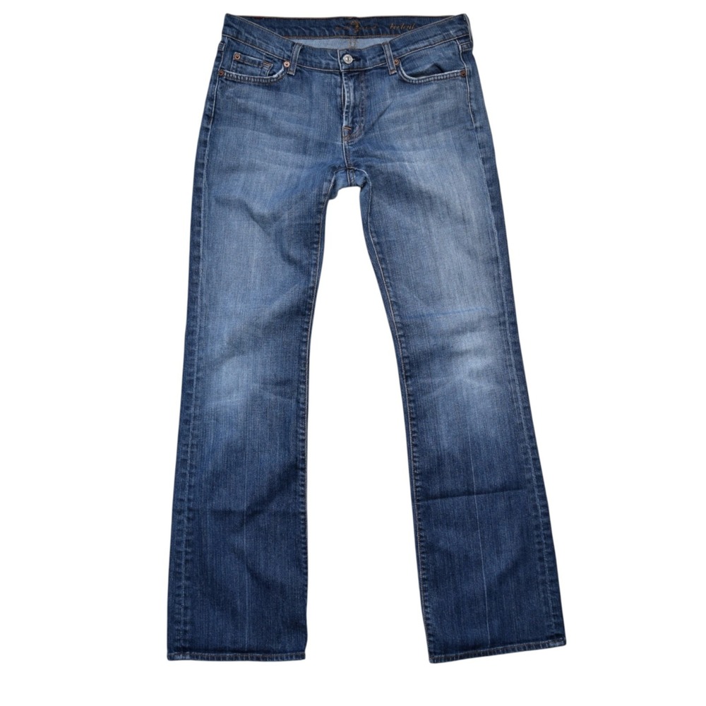 7 For All Mankind Bootcut Jeans Y2K Low Rise Worn In Faded Whiskered Womens 31